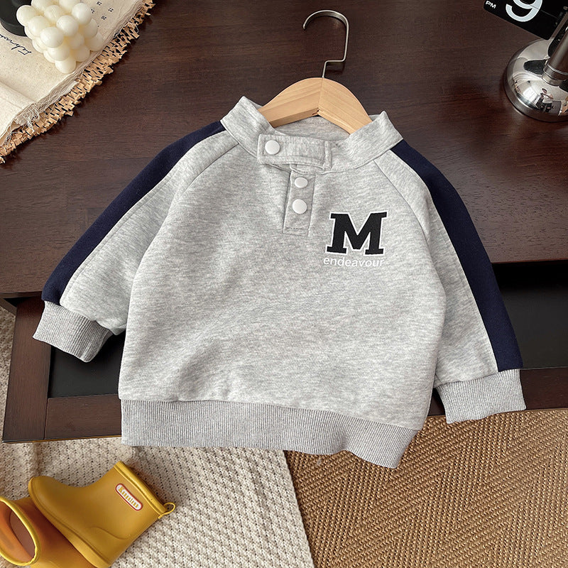 Boys' Color Matching Letters Sweater Suit