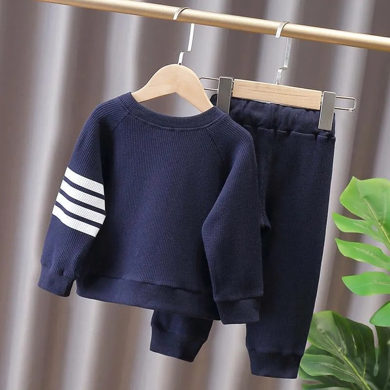 Boys' Waffle Sports Fashion Two-piece Suit